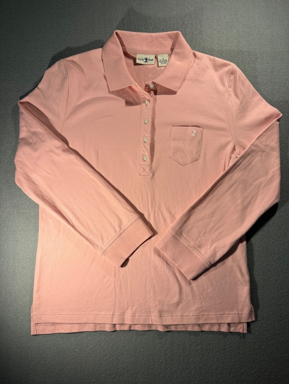 Duck Head Medium Pink Long Sleeve Polo Shirt